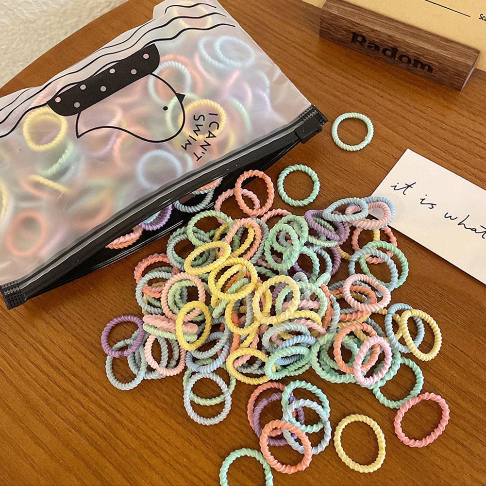 100Pcs/Lot Cute Girls Hair Accessories Rubber Hair Bands Fashion Colorful Elastic Hair Ties Rubber Bands Daily Festival Gifts