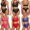 Sexy Lingerie 2-teiliges Set für Damen BH Höschen Spitze Transparent Unterwäsche
