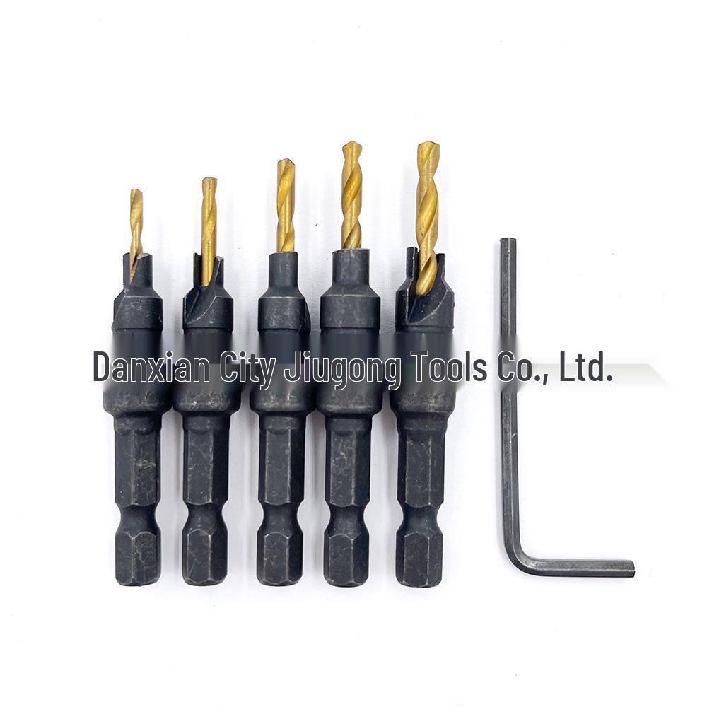High Carbon Steel Wood Plug Drill - Round Tenon Remover & Titanium Countersink Hole Opener