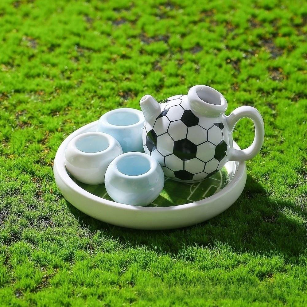 Decoration Mini Ceramic Teapot Sports Style Soccer Shape Teapot Tea Cup Set Home Desk