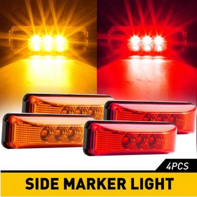 Amber+Red LED Sealed Chrome Marker Side Truck Trailer Clearance Light Waterproof