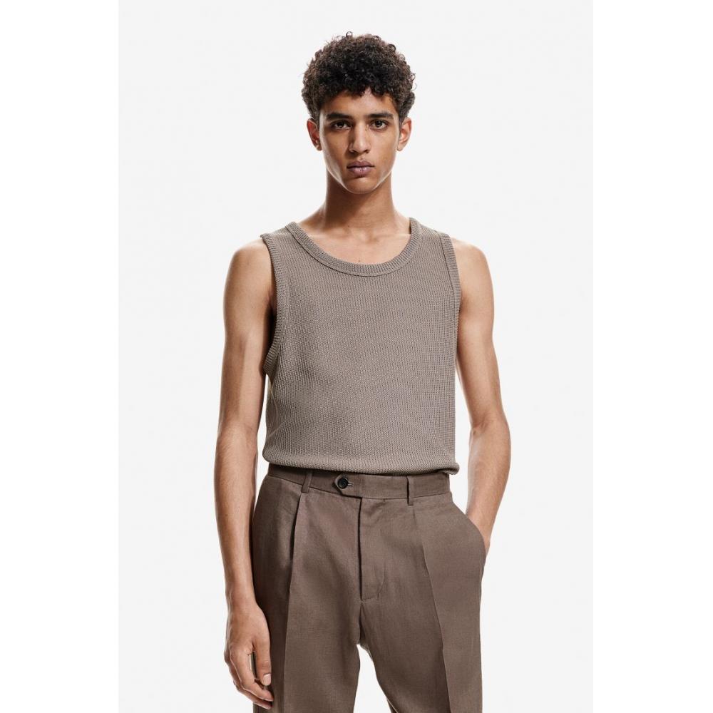 H M sliM Fit Sleeveless Knit Top Grey