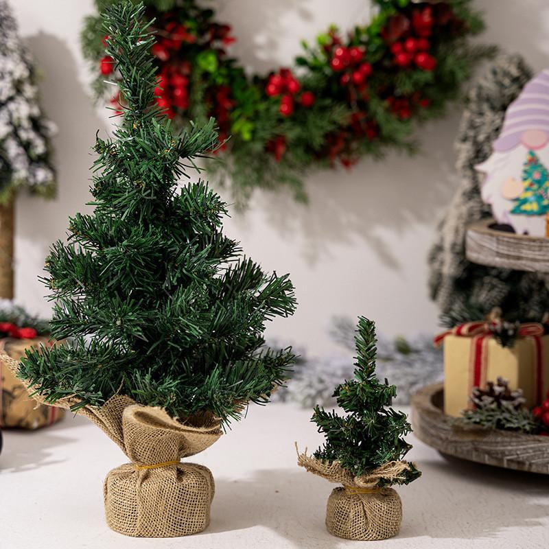 Adorable Mini Christmas Tree With Burlap Design For Festive Holiday Decor 30cm