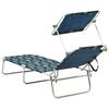 Folding Sun Lounger with Sun Canopy Steel Leaf Pattern