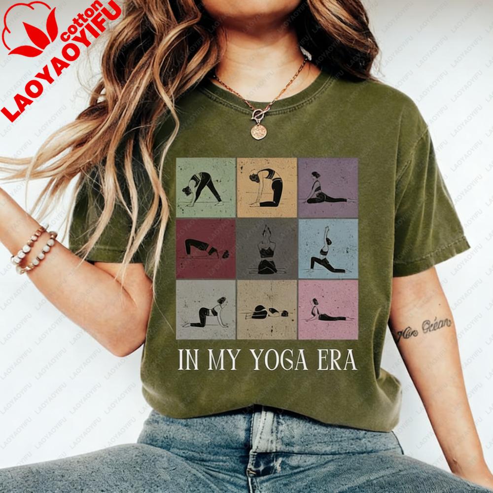IN MY YOGA ERA Shirt Funny Yoga Women Tshirt Yoga Instructor Gift Tshirt Vintage Style Sportswear Daily Life Casual Cotton Tee
