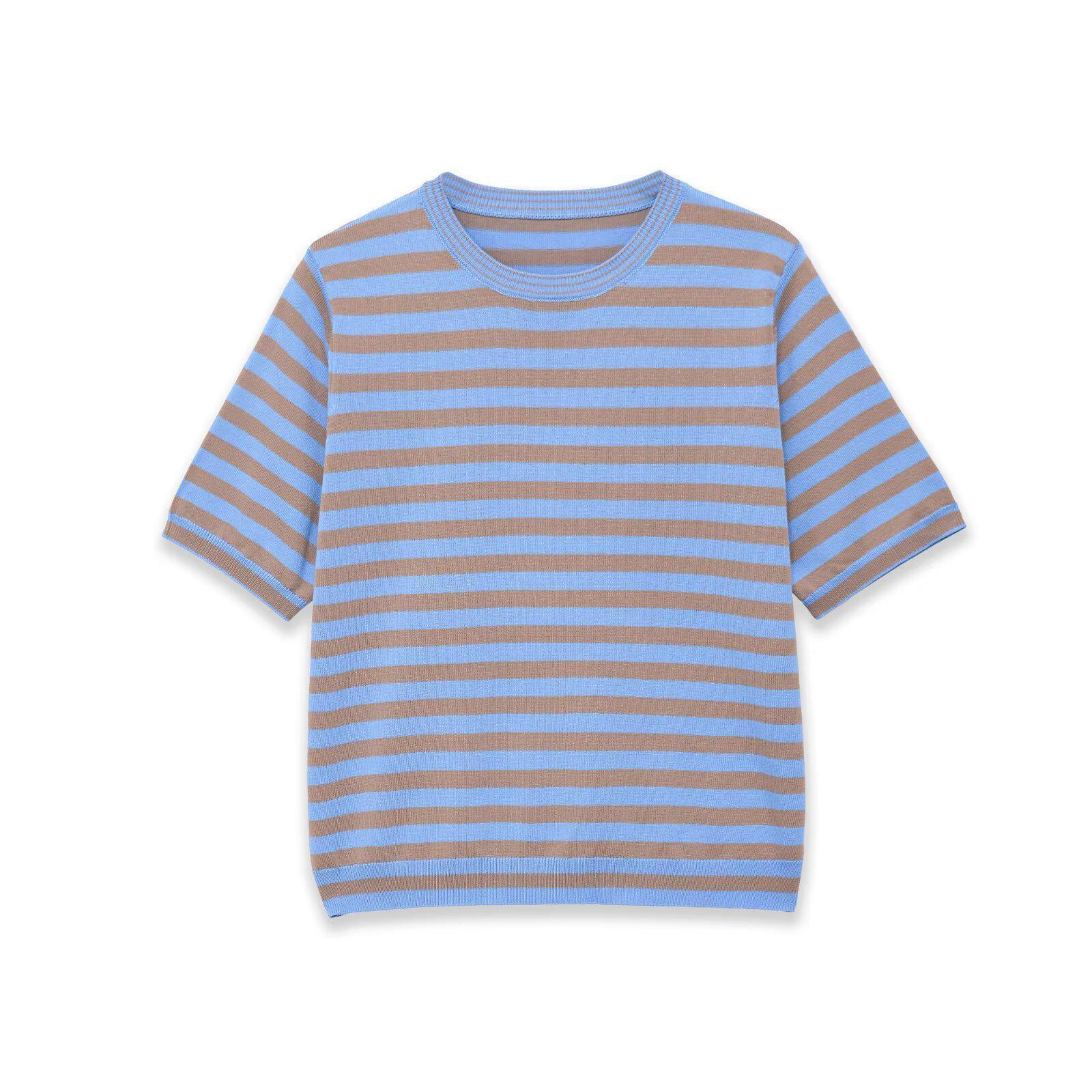 European Fashion Casual Round Neck Wool Yarn Knitwear - Short Sleeve Medium