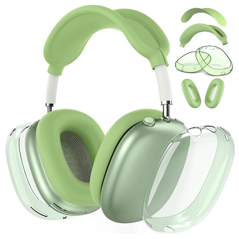 4-in-1 Protective Case Set for AirPods Max 1/2 - Clear Earcups + Silicone Headband and Earpads