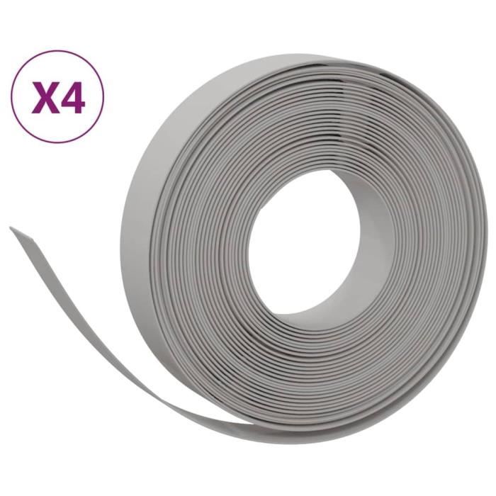 VidaXL Bordures de jardin 4 pcs gris 10 m 10 cm polyéthylène 3155430