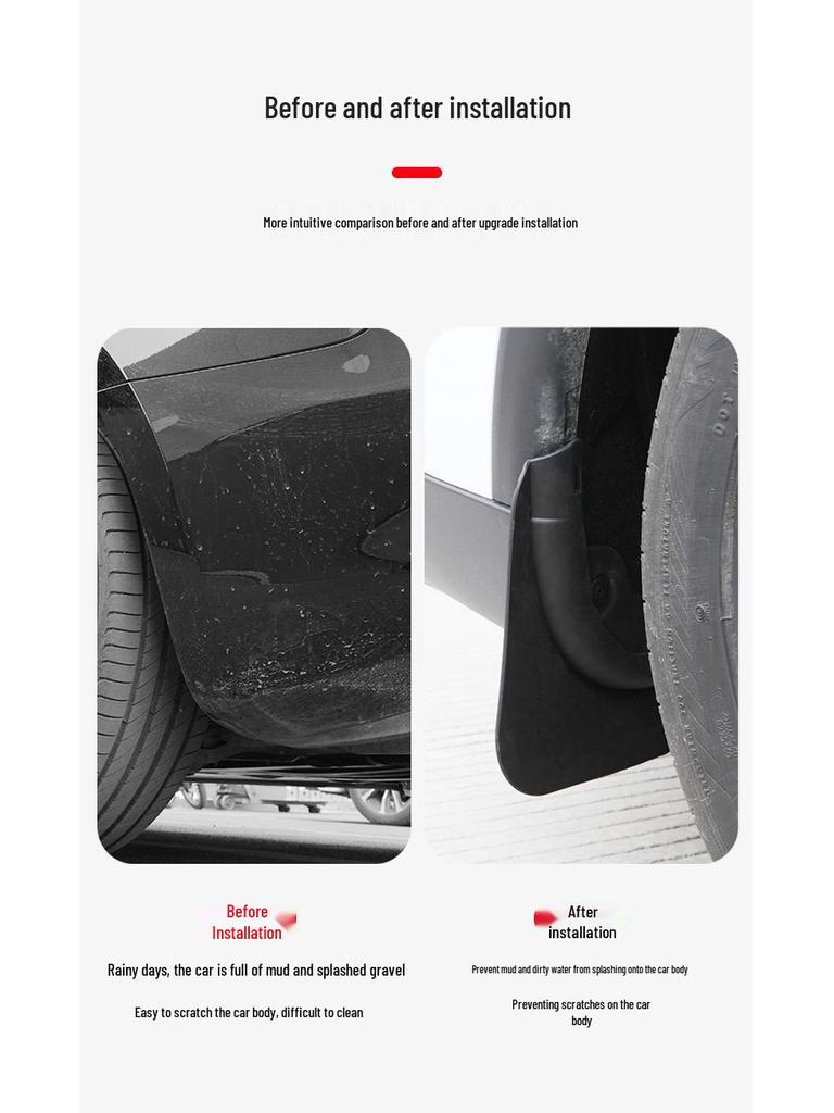 Dedicated No-Drill Mudguards for Tesla Model Y