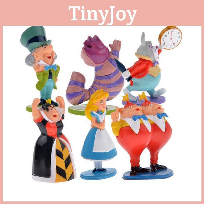 Alice Cartoon Anime In Wonderland Playset 6 Action Figure Cake Topper Toy Doll