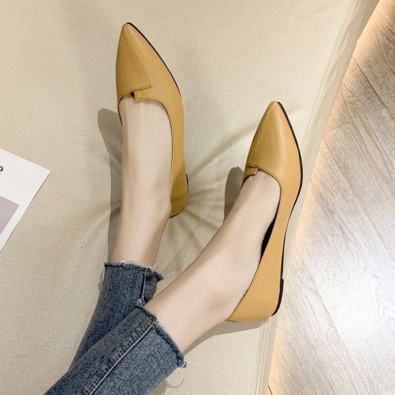 Fashion Pointed Soft-soled Versatile Shoes 2025 Summer and Autumn New Flat-soled Single Shoes Women's Shallow Mouth Black Low-heeled Ladyshoes