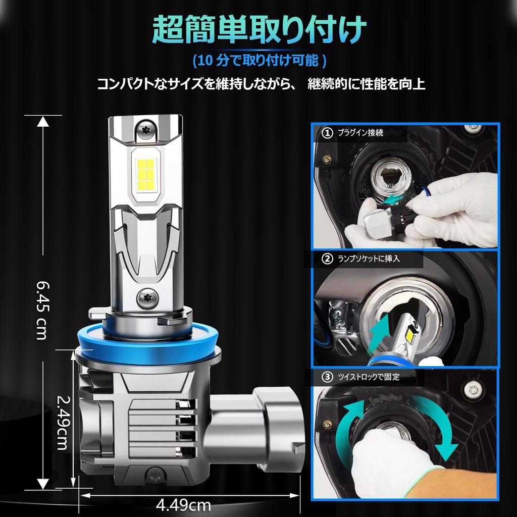 GEARPOWER H11 LED Compatible with and H16 6500k Cool H11 LED Fog Lights with H8 LED Fog Vehicle Inspection Compliant of 2025 Headlights, 30,000LM,