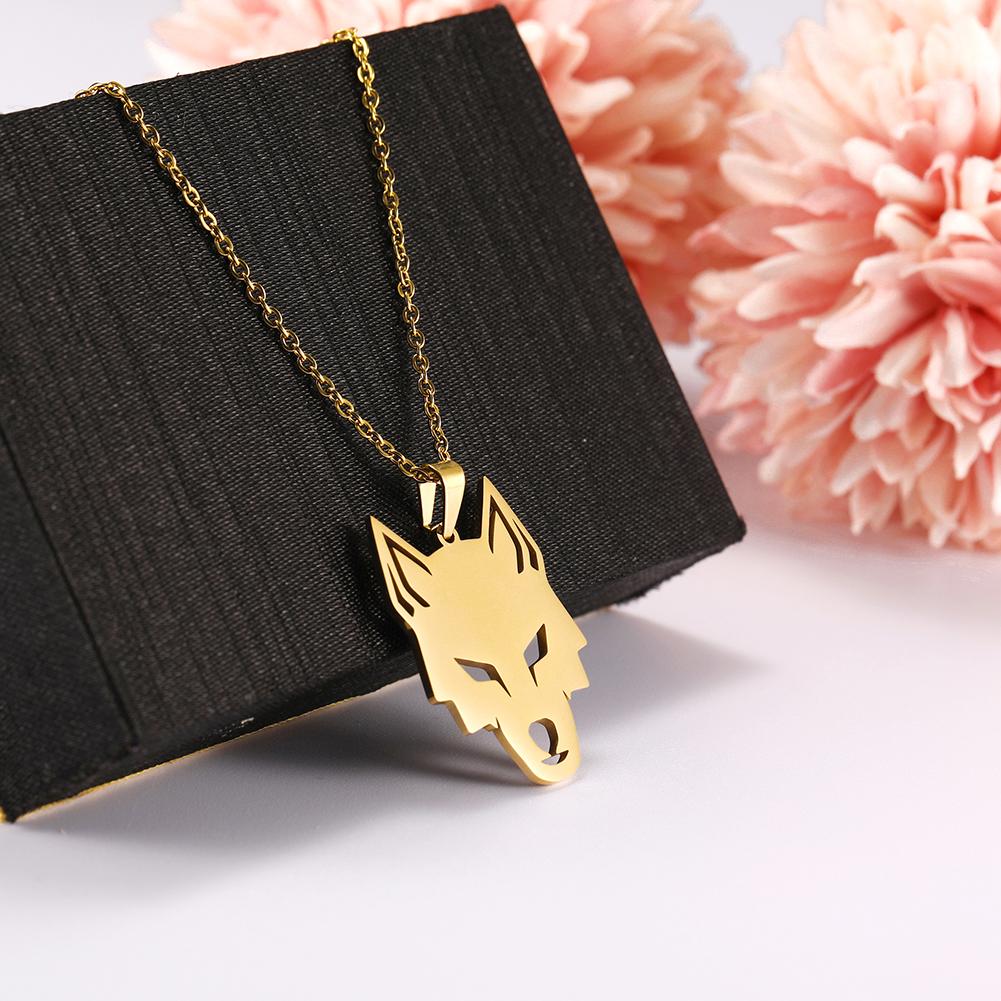 Teamer Cool Animal Wolf Head Pendant Necklace for Women Men Stainless Steel Wolf Pendant Vintage Punk Party Jewelry Animal Gifts