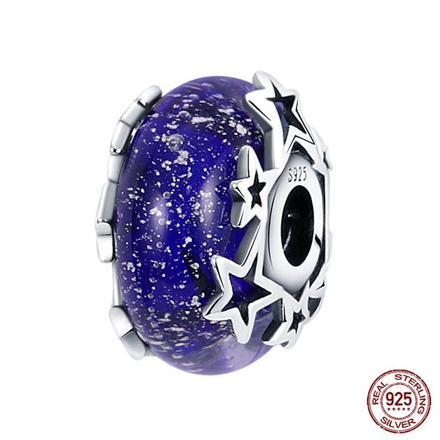 Fit moda 925 pulseiras originais 925 prata azul astronauta aeronaves encantos de viagem contas pingentes para mulheres moda jóias diy