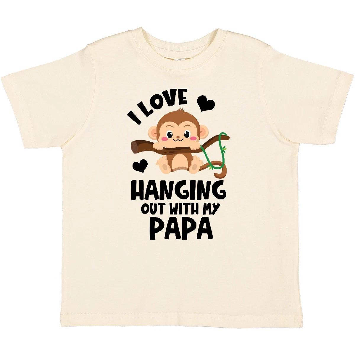 Inktastic Monkey I Love Hanging Out With My Papa Toddler T-Shirt Dad Adorable 140