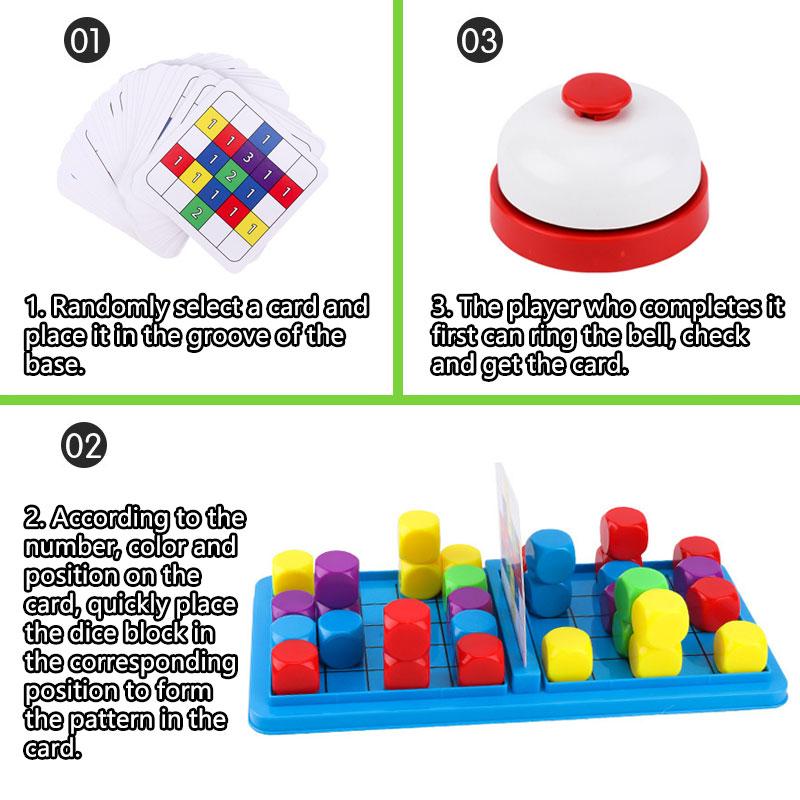 Children Sensory Thinking Training Party Games 3D Space Dice Color Sorting Memory Card Set Board Games Educational Toys For Kids