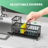 Multifunctional 304 Stainless Steel Kitchen Rack – Expandable Sponge & Cloth Storage with Drain Basket Expandable Sink Organizer