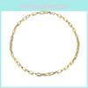 Trendy Gold Plated Alloy Necklace Simple Chic Metal Circle Chain For Women