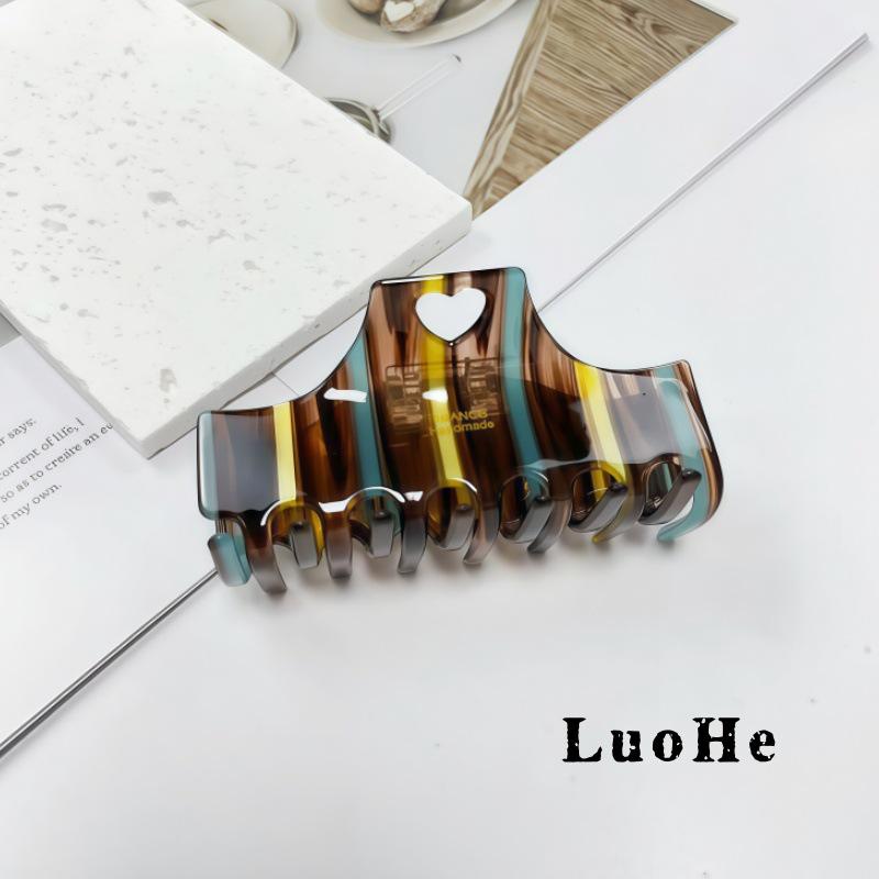 Заколка для волос Luohe Jewelry, полосатая ацетатная, в форме акульего зуба - Квадратный коготь, аксессуар для прически пучок для женщин
