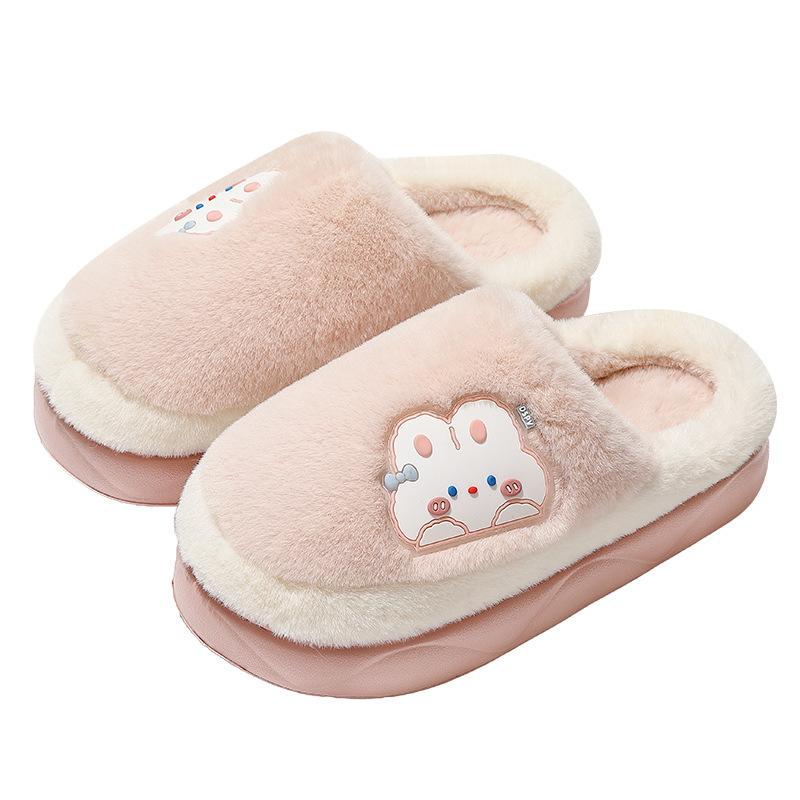 Cotton Slippers Autumn and Winter Cute Cartoon Indoor Home Warmth Household Non-slip Thick-soled Couple Plush Slippers