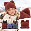 Women's Cute Ear, Warm Rolled Knit Hat for Outdoor Winter and Cold Wear