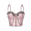 Strassnetz Fischgräten-BH halbtransparent sexy und dünnes Trägerträger-Tube-Top schlankes Glitzer-Diamant-Fischgräten-Top Bühne