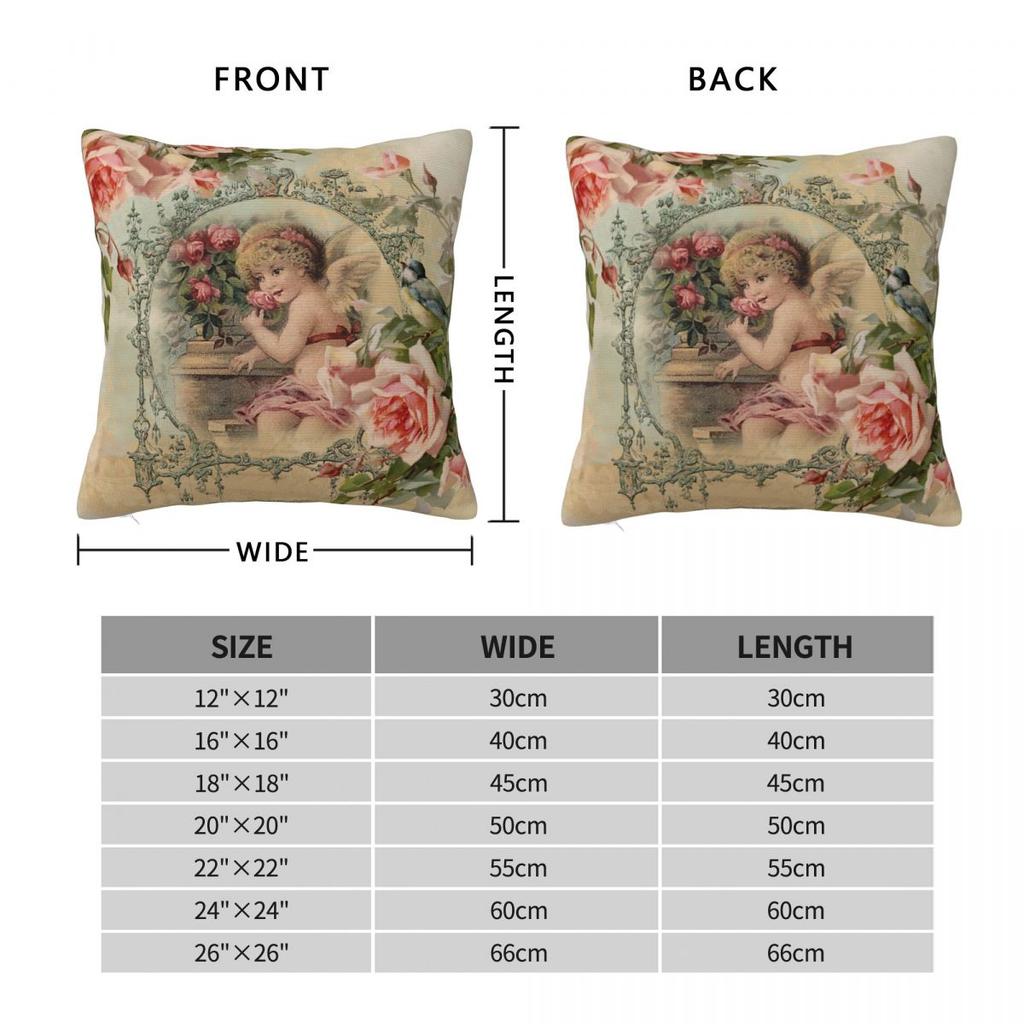 Victorian Angel Christmas Pillowcase Soft Fabric Cushion Cover Decor Pillow Case Cover Sofa Zippered 40X40cm