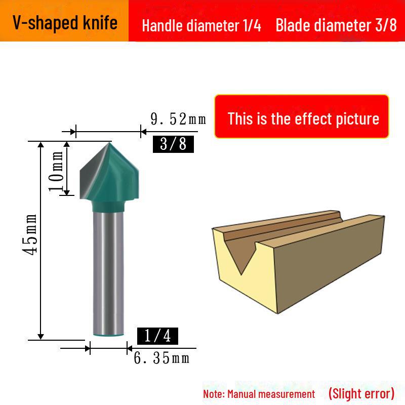 1/4" Bearing Woodworking Milling Cutter Set: Trimming, Engraving, V-Shaped, Straight, & Round Bottom Knives