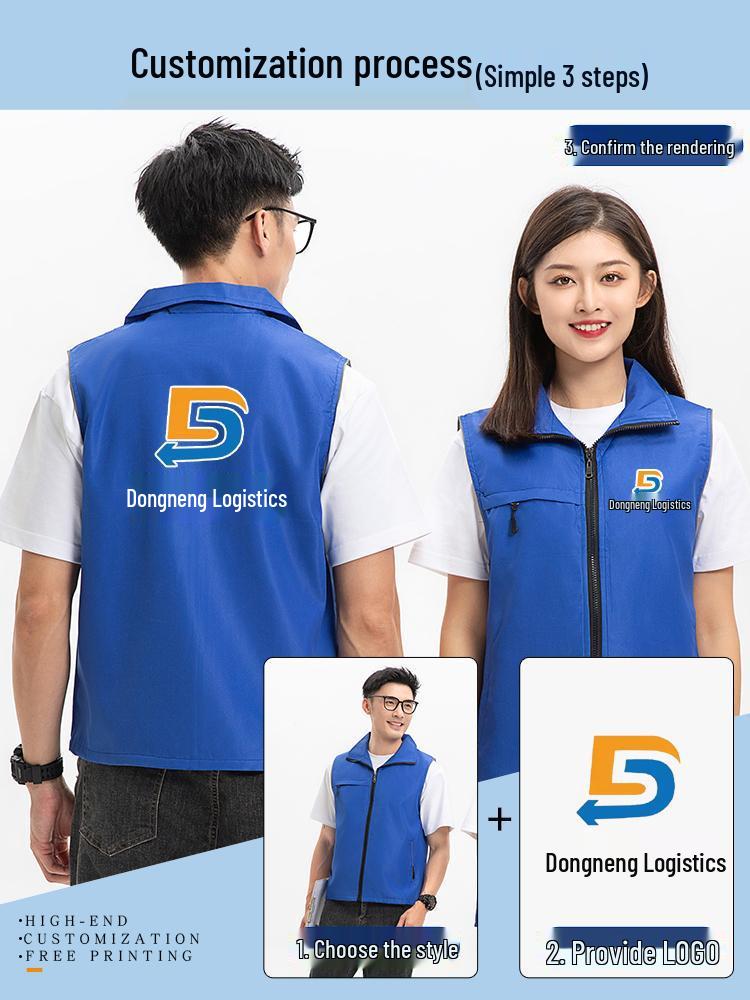 Custom Logo Multi-Pocket Durable Vest for Supermarket, Decoration, and Volunteer Workwear