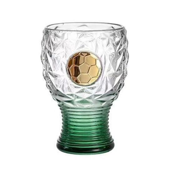 Soccer Trophy Beer Glass, 400ml Capacity Tall Trophy Mug, Clear Glass Mug for Lager Craft Beer, Sports Fan Gift