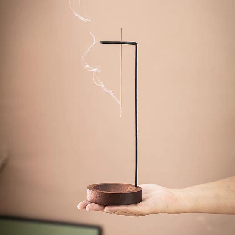 Zen-Style Wooden Upside Down Incense Burner - Unique Smoke-Flow Design Handcrafted Home Decor for Bedroom/Yoga Meditation & Gift