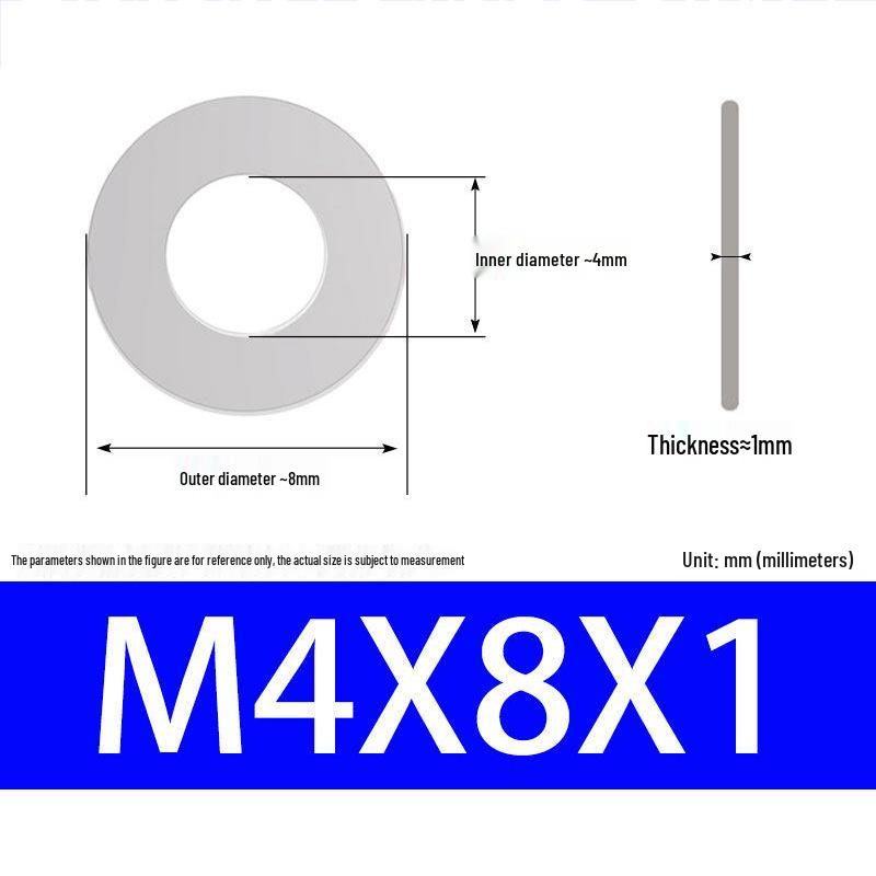 304 Stainless Steel Ultra-Thin Flat Washer, Thickness: 0.1/0.2/0.3/0.4/0.5 Mm, Sizes M1-M8