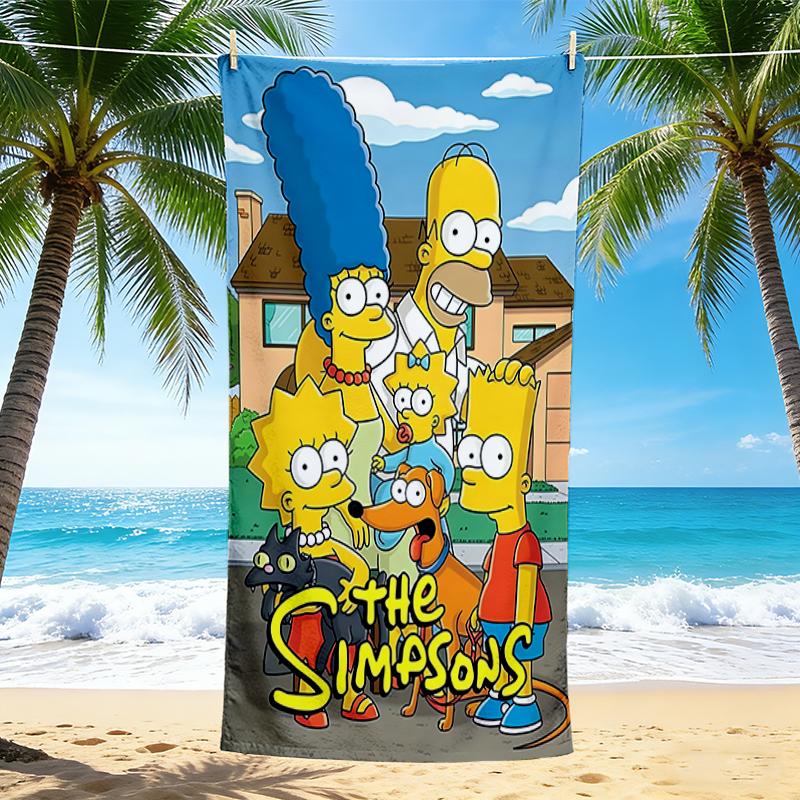 1Pc Simpsons Family Adventure Beach Towel, Quick Dry, Multi-Use for Beach Pool Gym Yoga Home Travel, Christmas, Halloween, Xmas Gift S89