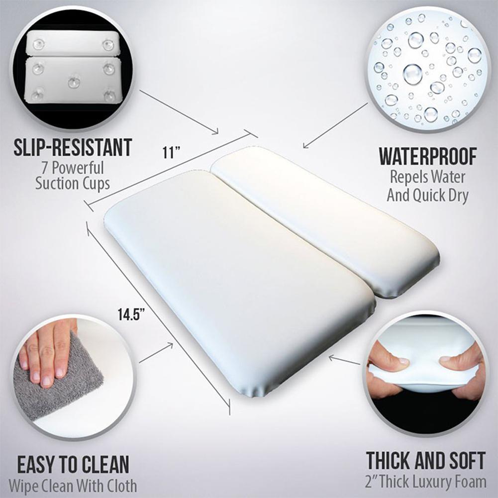 Non-slip PU Waterproof Sponge Bath Pillow with Suction Cups for Bathroom Accessories