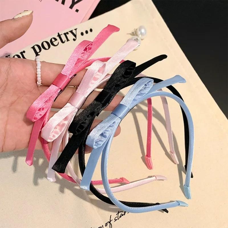 Satins Ribbon Bow Hairband Princess Headband Bride Wedding Hairhoop Decorations