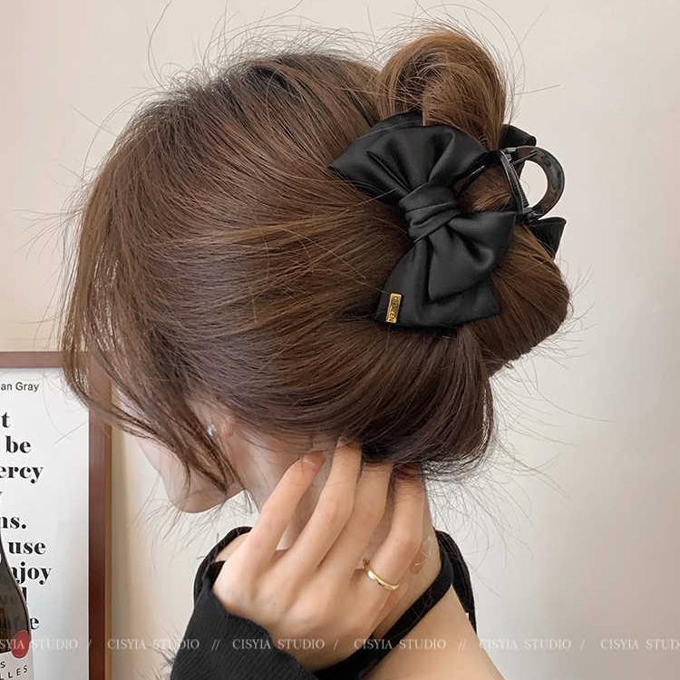 Women's Bowknot Claw Clip: Small & Medium Sizes, Ideal for Little Hair & Half Updos
