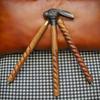 93.98 Cm Brass Rabbit Head Cane Spiral Carved Wooden Walking Stick Handmade Animal Handle Cane Decorative Gift for Unisex