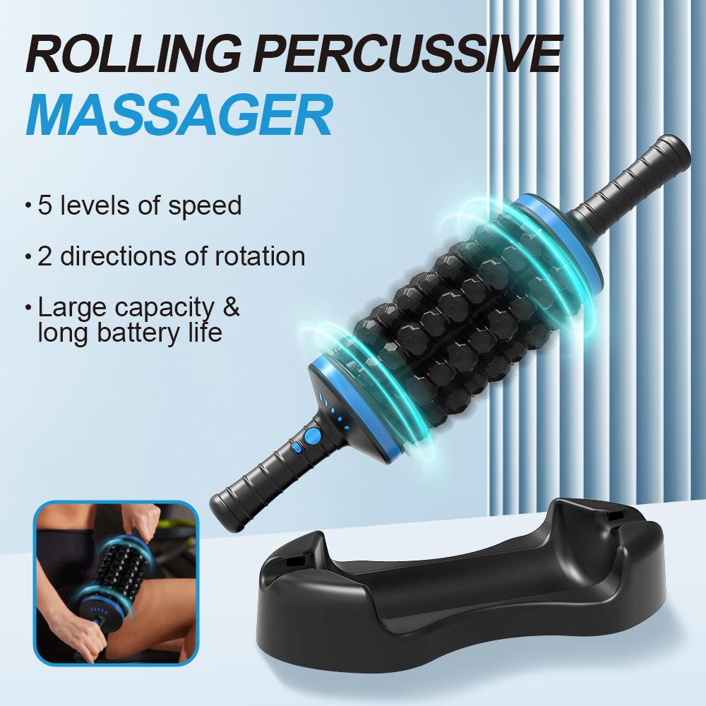 New Electric Rotation Portable Gym Percussive Therapy Rechargeable Relax Muscle Roller Massager Rolling 5-level Fascia Massager