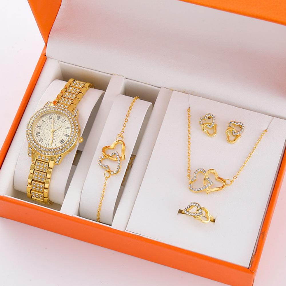 5-Piece Women's Versatile Quartz Wristwatch Set with Steel Band