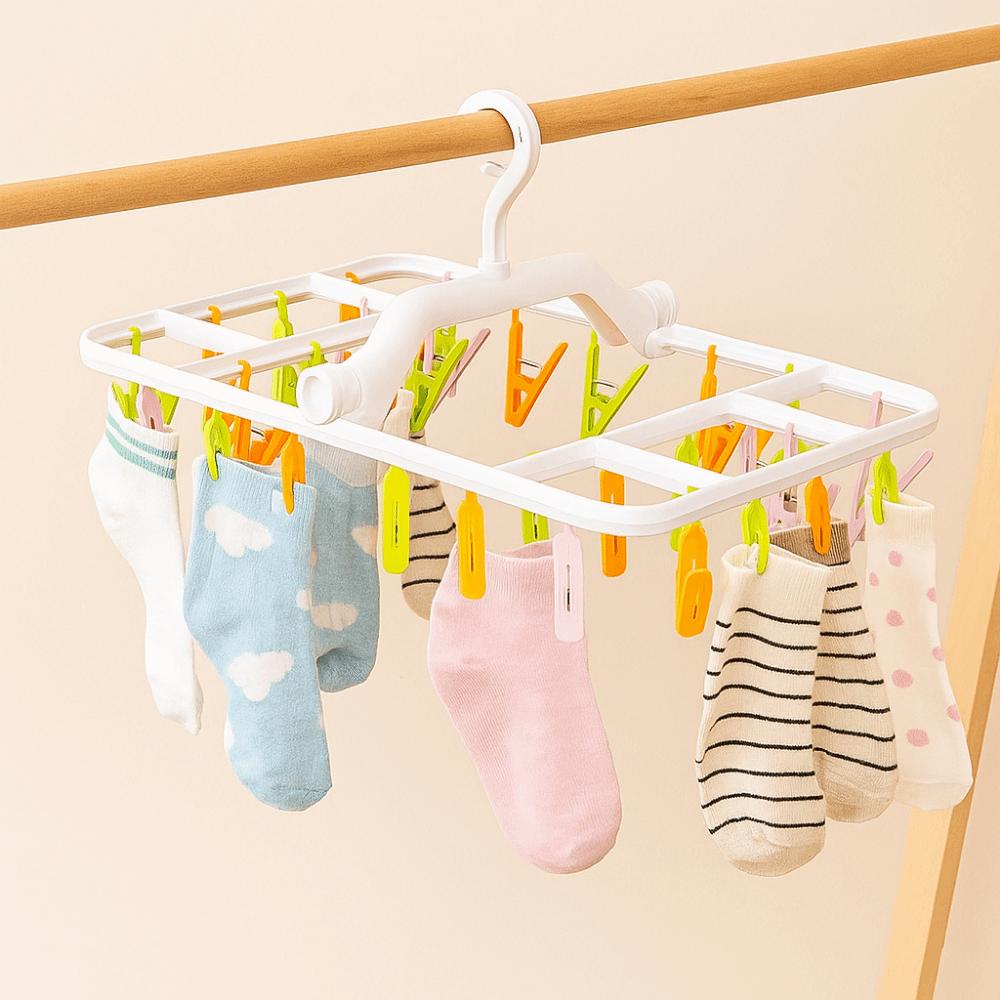 Foldable Underwear Drying Rack Plastic Laundry Clip Multifunctional Clothes Hanger  Bathroom