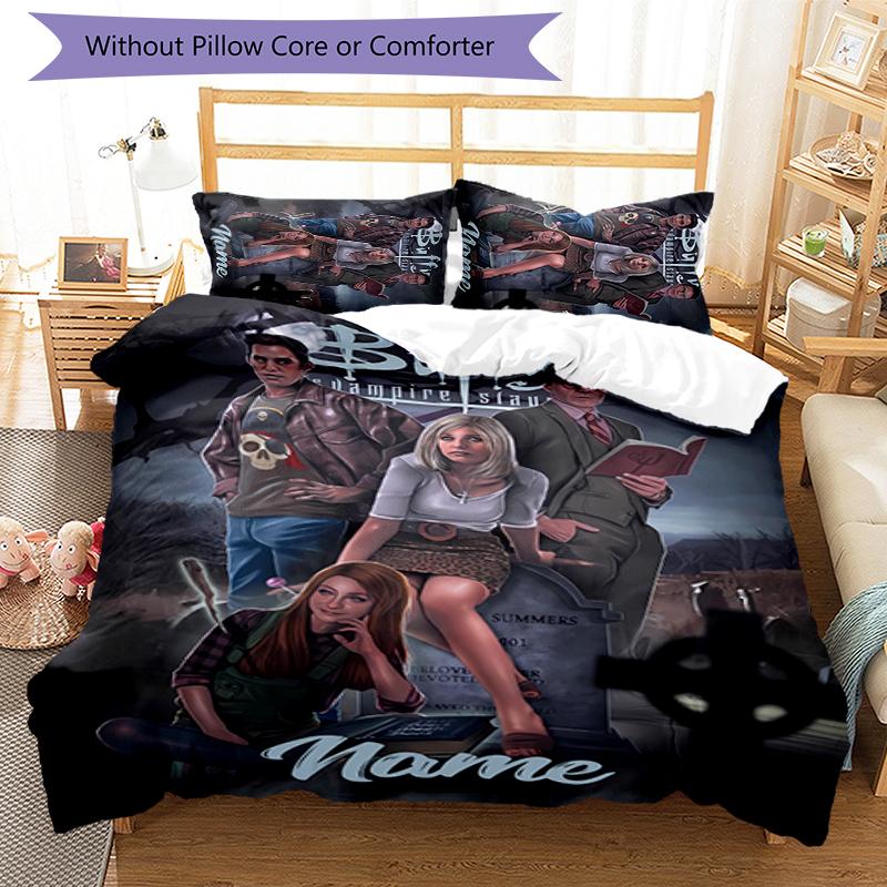 3pcs Custom Name Buffy the Vampire Slayer Bedding Set Duvet Cover Closure Includes 1 Duvet Cover & 2 Pillowcases for All Seasons Bedroom Decor