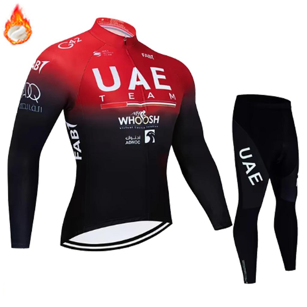 Winter Thermal Fleece Cycling Clothes Long Sleeve 2026 UAE Men Cycling Jersey Set Outdoor Riding Bike MTB Clothing Ropa Ciclismo