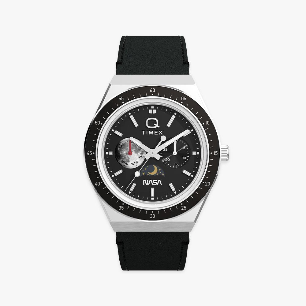TIMEX Q TIMEX X NASA Vintage Black Leather Watch 40mm TW2Y56800