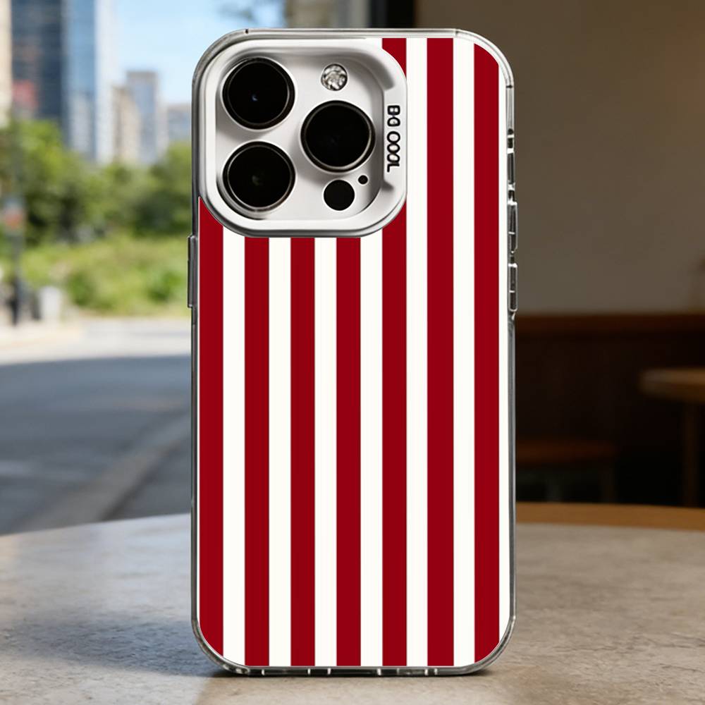 Colorful Striped Minimalist INS Couple Lichee White Shockproof Phone Case For iPhone 16,15,14,13,12,11,Pro,XS,Max,Plus,Mini,SE