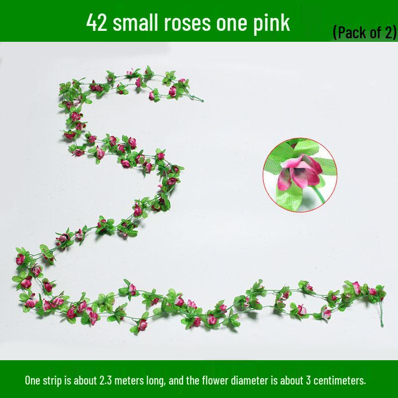 Artificial Rose & Green Leaf Vine for AC Decoration