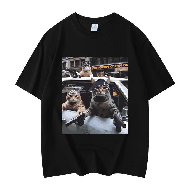 

Funny Cat Gang Meme Graphic T Shirts Men s Women s Fashion Vintage Short Sleeve T-shirt High Quality Oversized T-shirts - Men... S разноцветный