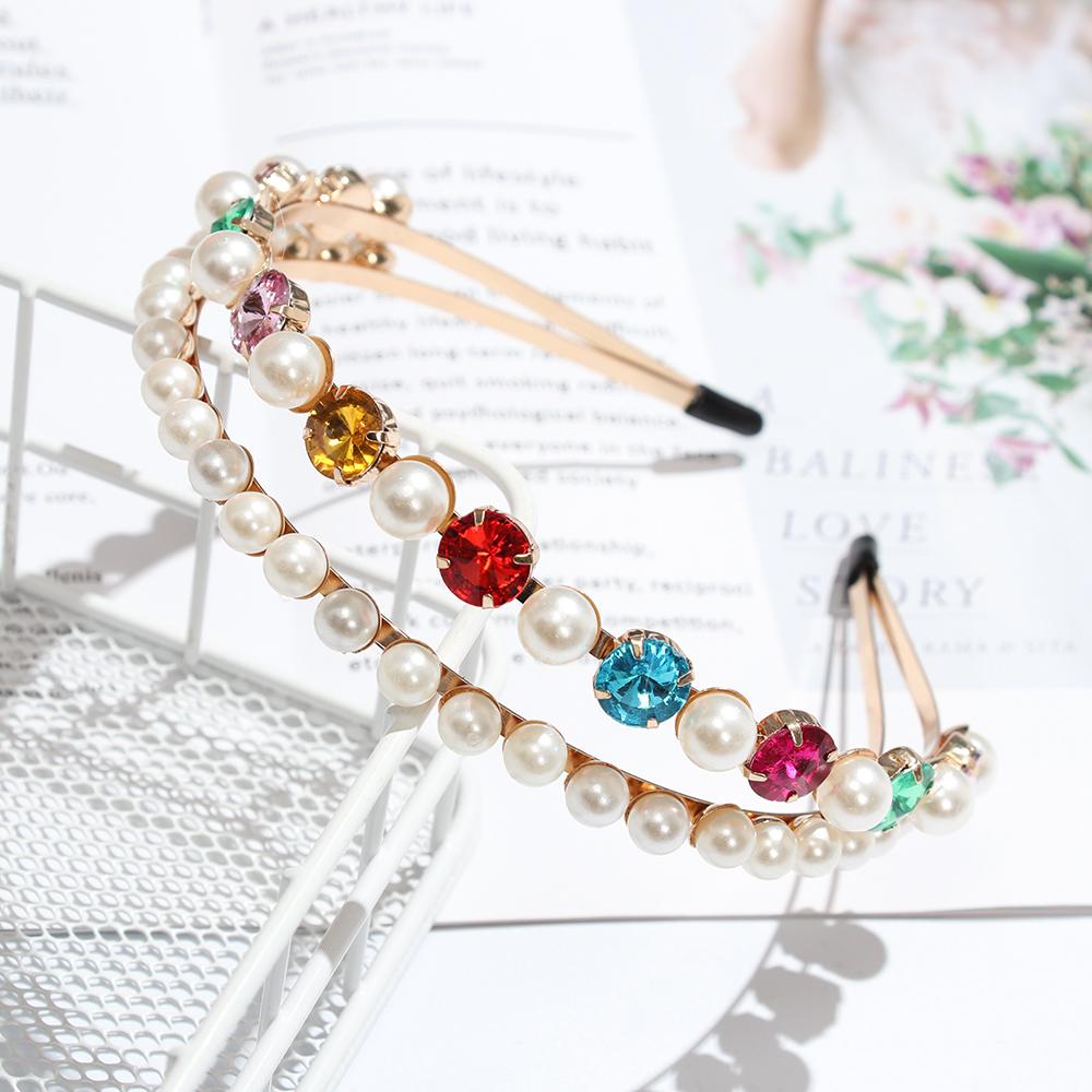 New Party Jewelry Gifts Elegant Pearl Hair Band Gem Crystal Head Wrap Rhinestone Headband