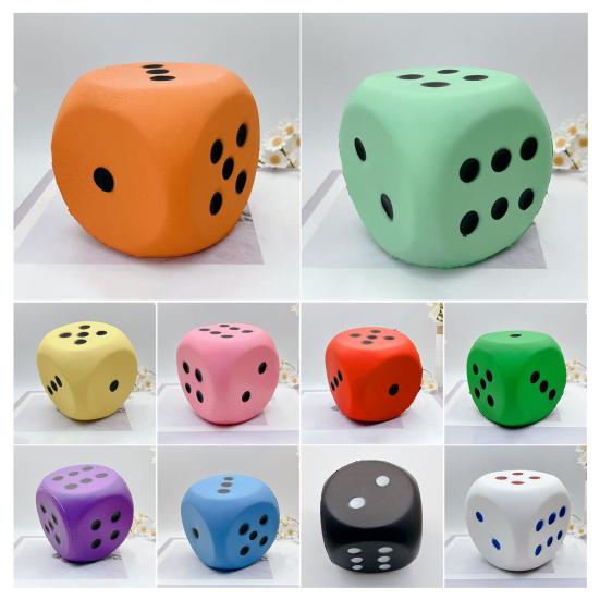 Large Slow-Rising Dice Squeeze Toy Soft PU Fidget for Stress Relief Rounded Corners for Safe Play Colorful Pinch Toy for Board Games