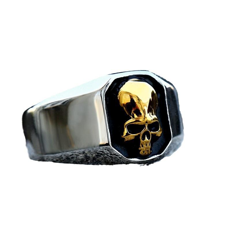 Beier Punk Skull Style Men's Stainless Steel Titanium Ring