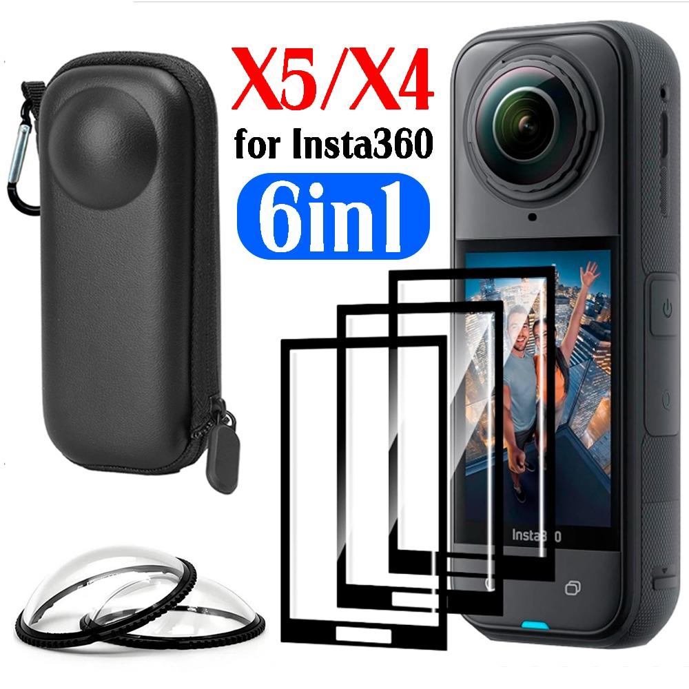 For Insta360 X5/X4 Soft Film Screen Protector HD Clear Anti-scratch Lens Cap Shockproof Storage Bag for Insta360 X4 with Hanger